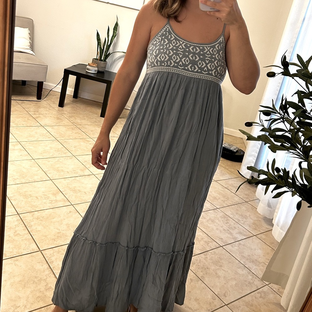 Blue boho maxi dress